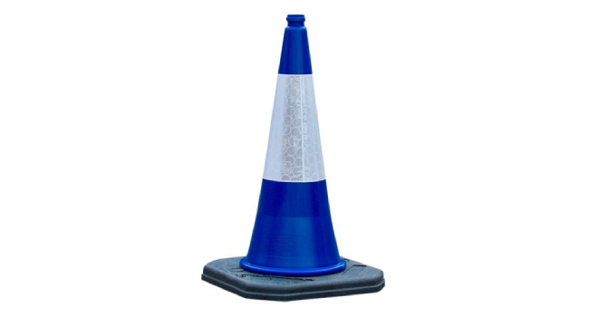 Blue and White traffic cones